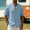 Men's Vacation Surfing Linen Stand-Collar Shirt by Inlyline