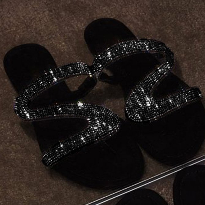 Women Shiny Slippers Casual Embellished Toe Post Shoes CS253- Fabulory