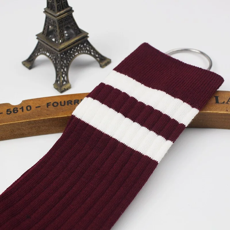 Stockings Women Striped Knitted Warm Winter Elasticity Kawaii Japanese Style Thigh High Womens Stocking All-match Simple daily