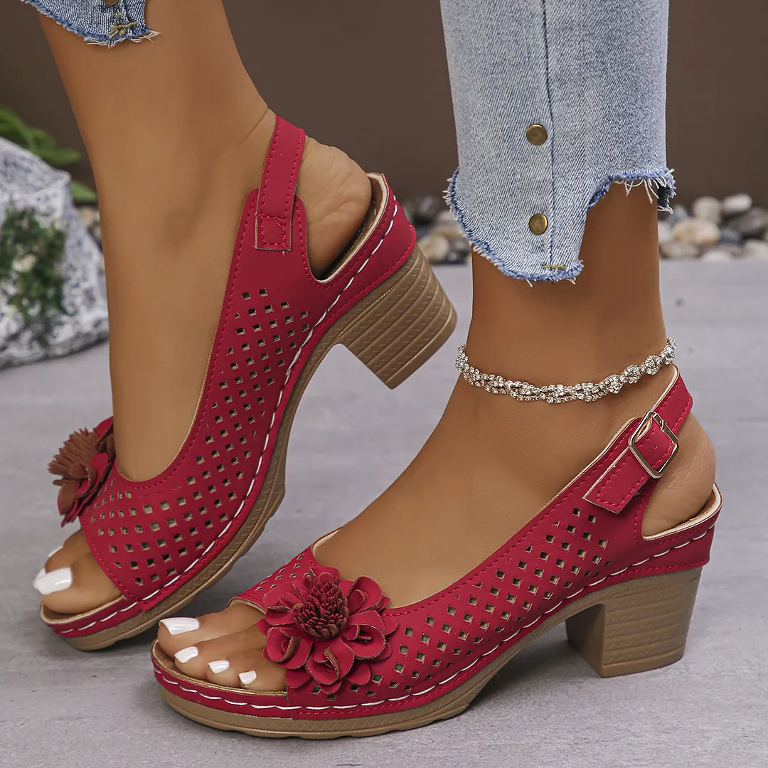 Breakj Breakj Summer New Women's Slope And Thick-Soled Sandals Large-Size Fish Mouth Slope And Word Slope Heel Sandals