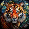 Tiger Glass Painting-Paint by Numbers Acrylic Painting 40*40CM