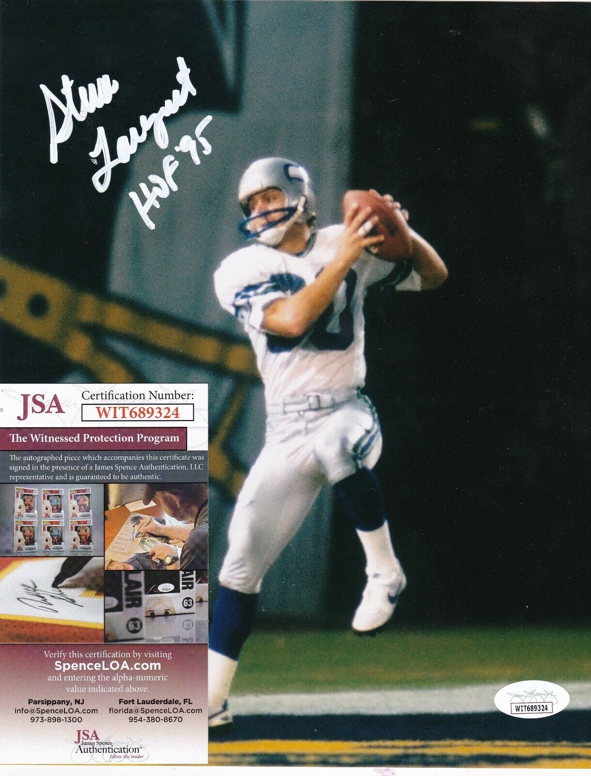 STEVE LARGENT SEATTLE SEAHAWKS HOF 95 ACTION SIGNED 8x10 Photo Poster painting