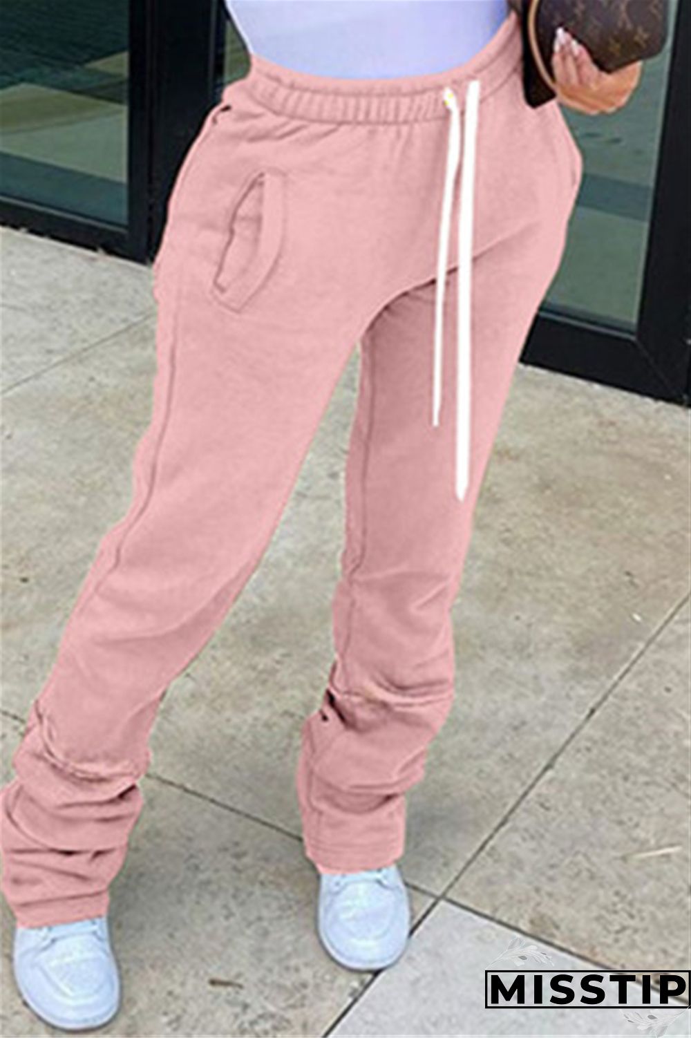 Black Fashion Casual Solid Basic Regular Trousers