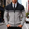 💥2025 New Arrivals!Casual Men's Slim Fit Stand Collar Color Block Fleece-Lined Knit Cardigan Sweater Autumn and Winter Thick Fleece-Lined Stylish Cardigan Sweater