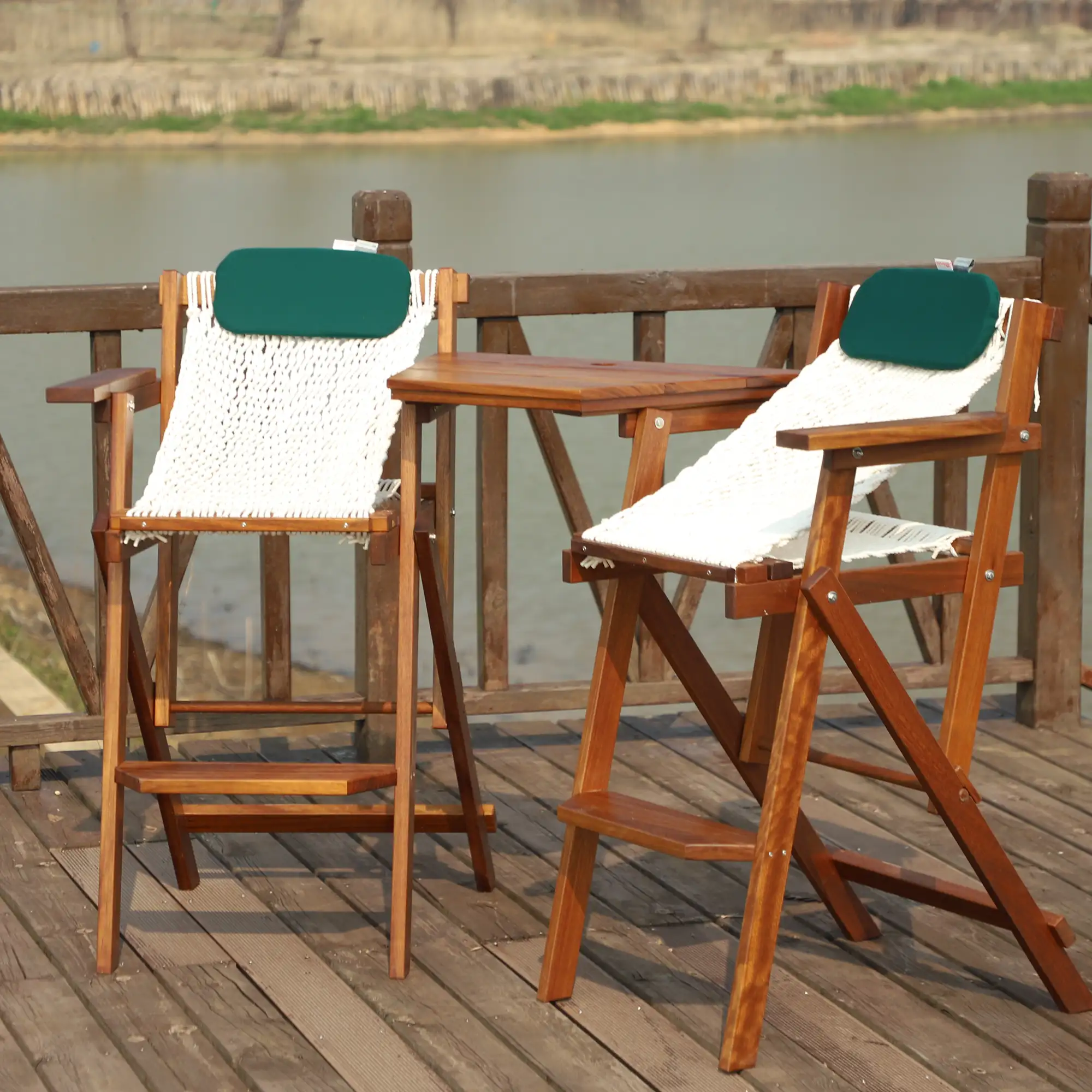 Saniwerke Foldable Rope Bar Stool with Tete-a-Tete Table Combo