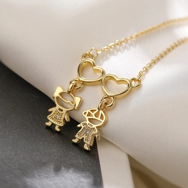 Niche Personality Copper Gold Plated Zircon Boys And Girls Pendant Necklace Female   Clavicle Chain