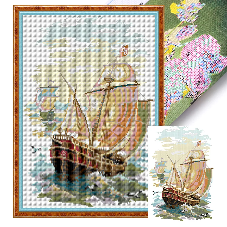 Joy Sunday-Set Sail 14CT (29*43CM) Stamped Cross Stitch gbfke