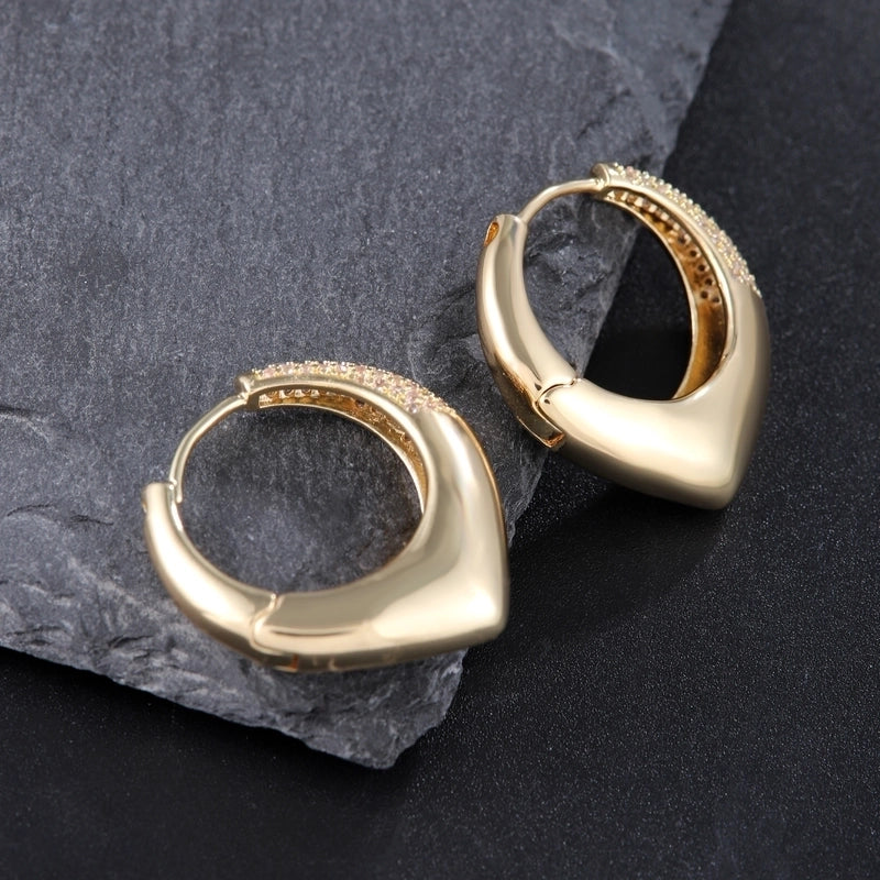 1 Pair Classic Style Round Plating Inlay Copper Zircon 18K Gold Plated Earrings