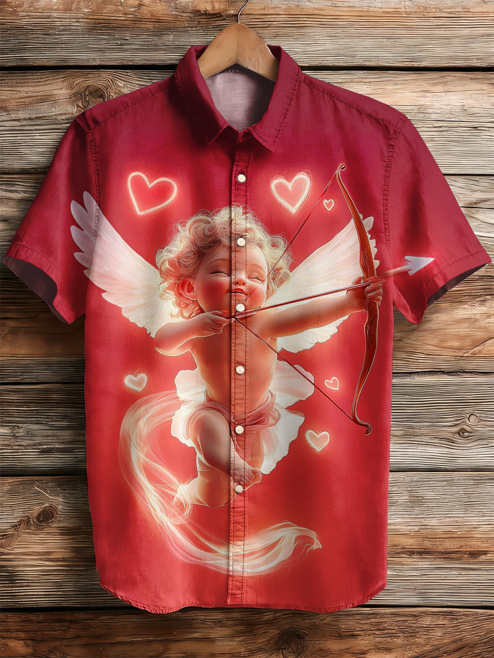 Men's Valentine's Day Heart Angel Shirt PLUSCLOTHESMAN
