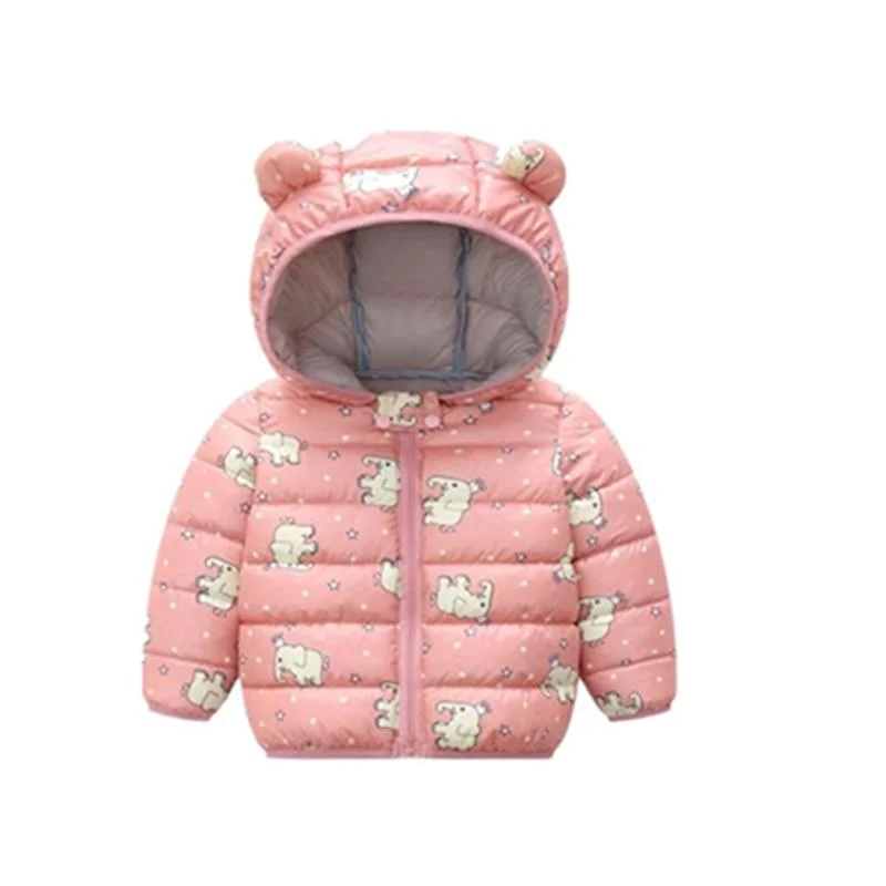 Baby Girls Hooded Down Jackets For Kids Coats Autumn Boys Cartoon Keeping Warm Outerwear Toddler Infant Casual Zipper Clothing