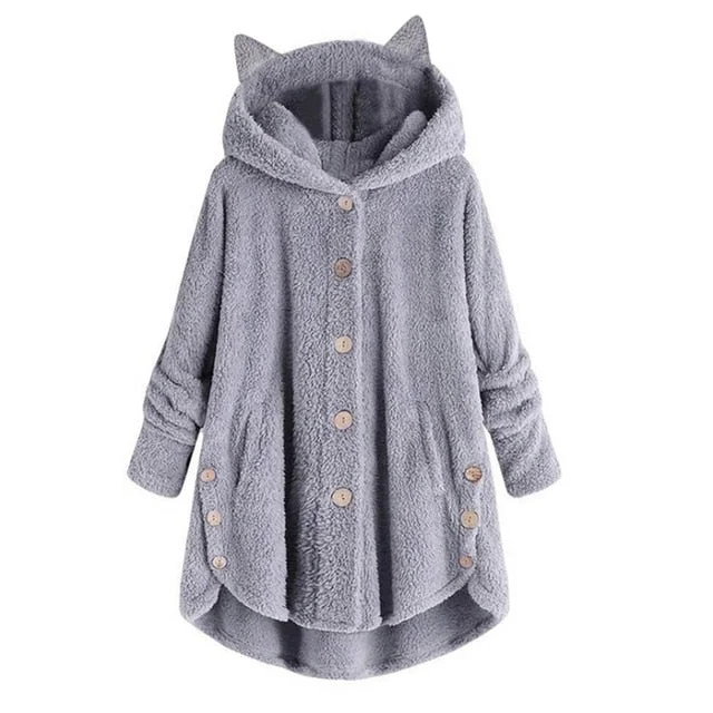 Winter Cute Cats Ears Fleece Coat - Christmas gift socialshop