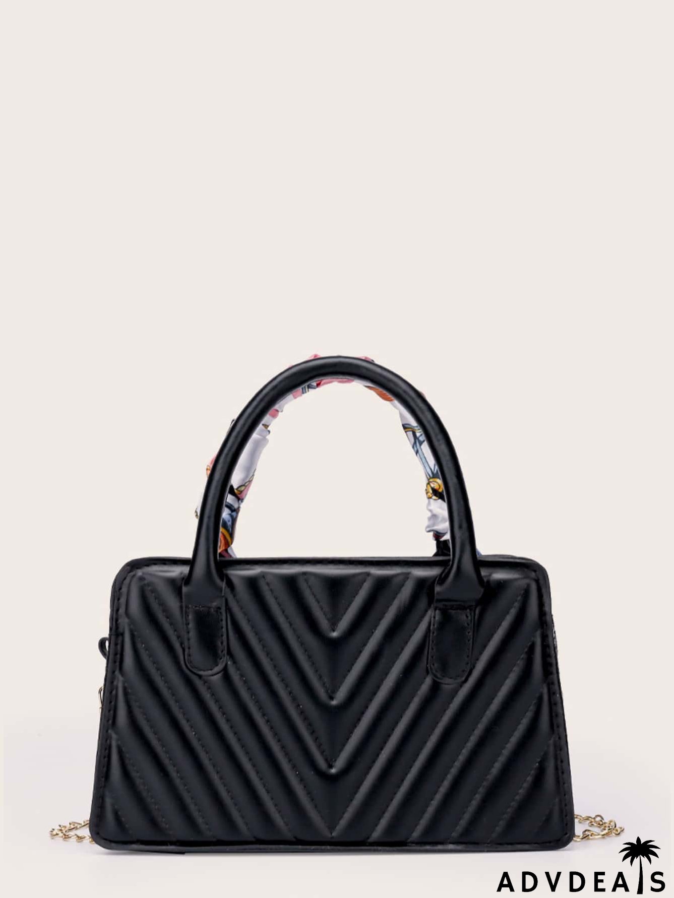 Metal Decor Quilted Chain Satchel Bag