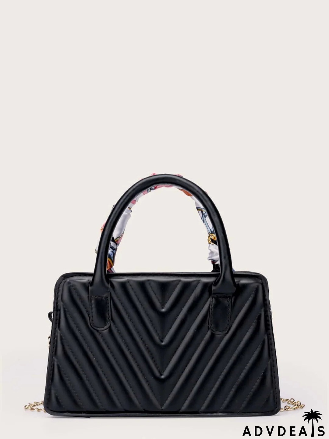 Metal Decor Quilted Chain Satchel Bag