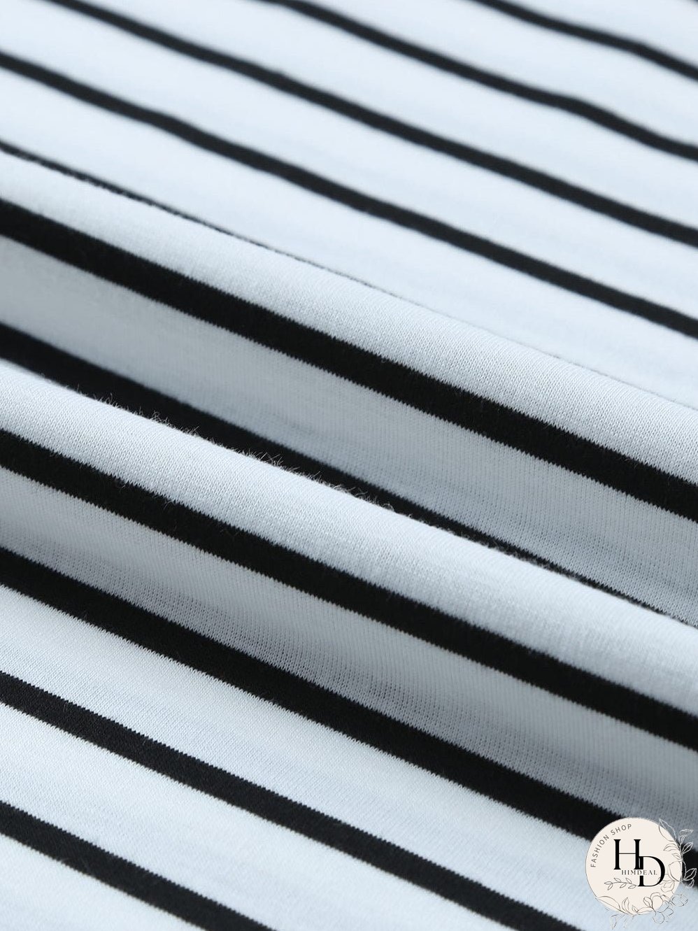 Striped Cap Sleeve Crew Neck Tee