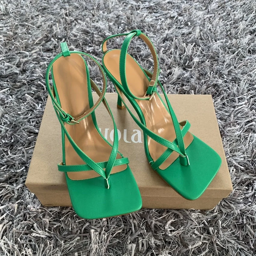 2022 Ankle Strap Women Sandals Summer Fashion Brand Thin High Heels Gladiator Sandal Shoes Narrow Band Party Dress Pump Shoes