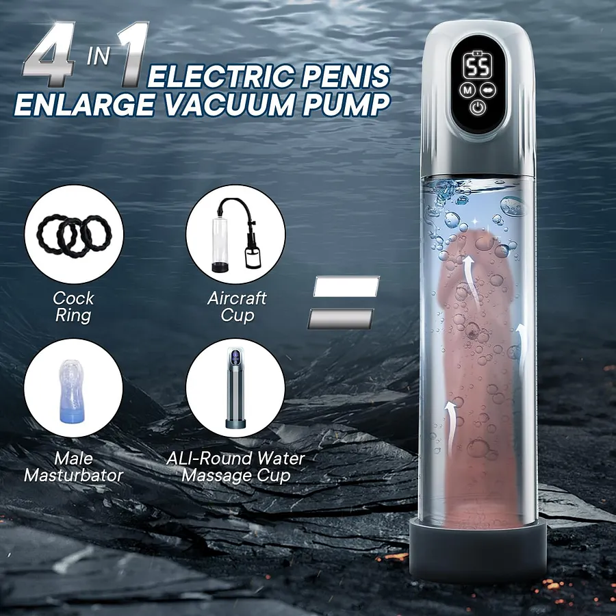 Automatic 4 Training Pressure and 5 Suction Air Water Extender Electric Penis Pump for Men Dick Enlarger Erection Automatic 4 Training Pressure and 5 Suction Air Water Extender Electric Penis Pump for Men Dick Enlarger Erection