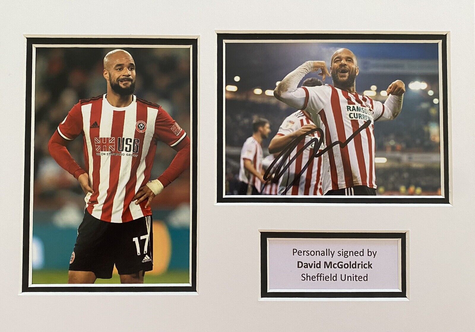 David McGoldrick Hand Signed Sheffield United Photo Poster painting In A4 Mount Display