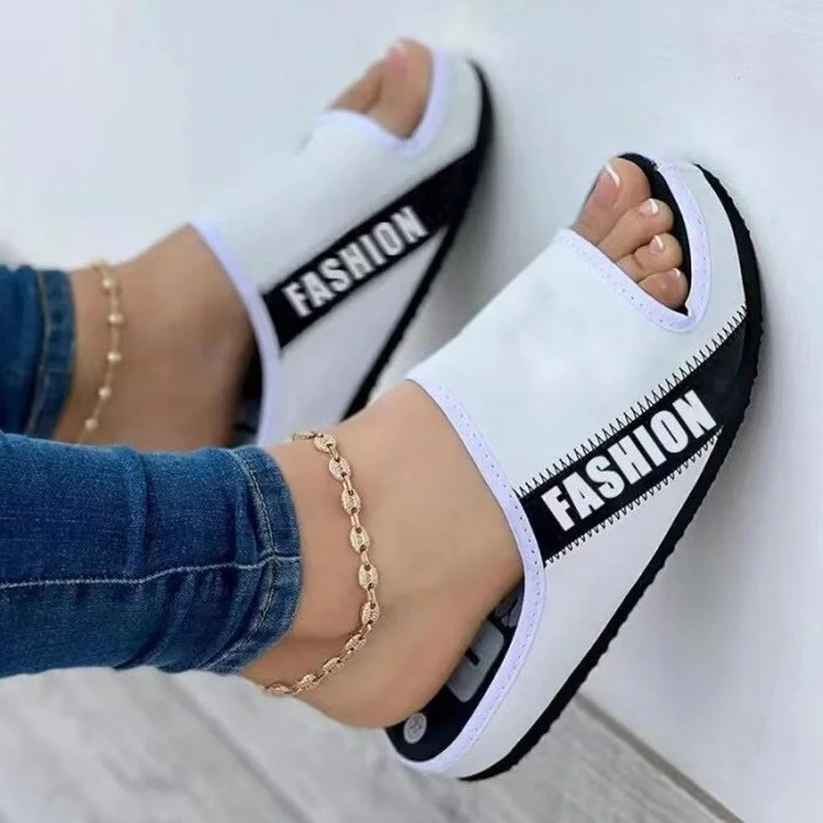 Qengg Plus Size Comfort Platform Beach Sandals 2022 Summer Fashion Casual Shoes of Women Outdoor Open-toed Cloth Flat Slippers Ladies