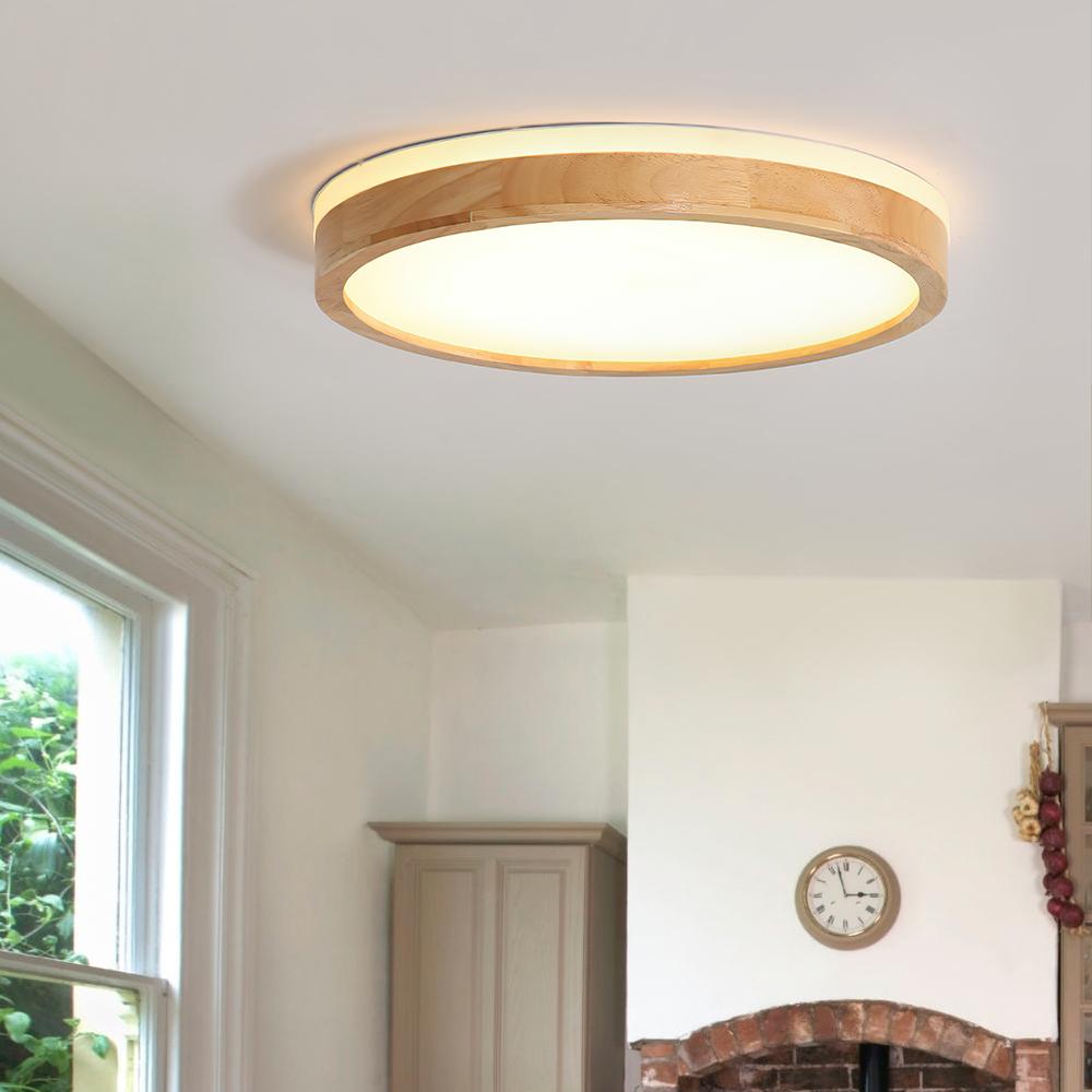 Farmhouse Wooden Round LED Ceiling Light