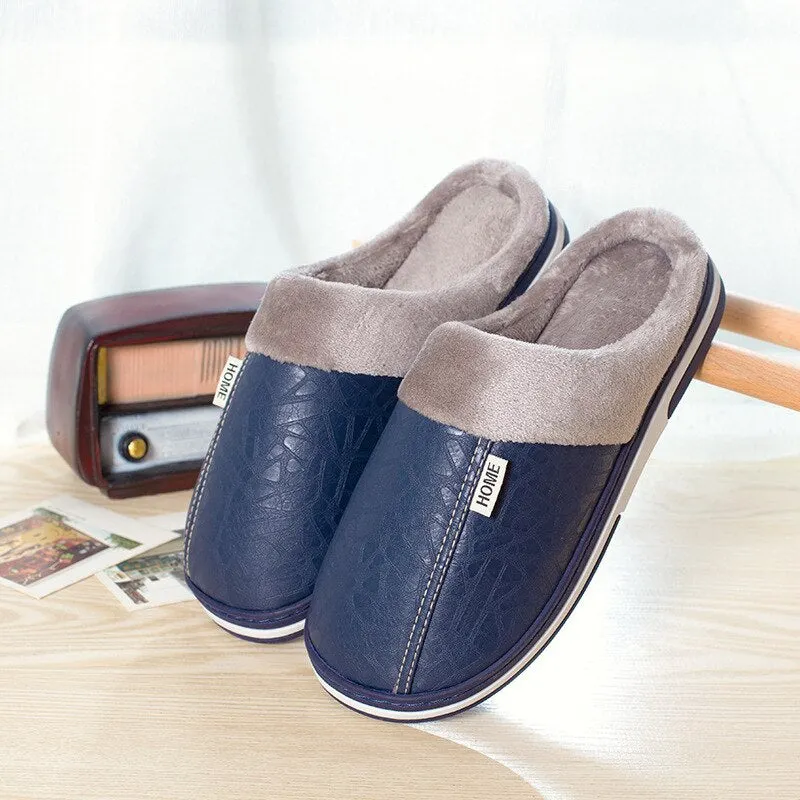 Winter Cotton Slippers Men Home Shoes Simple Platform Winter Warm Non-Slip Women Slippers Lovers Unisex Indoor Bedroom Shoes