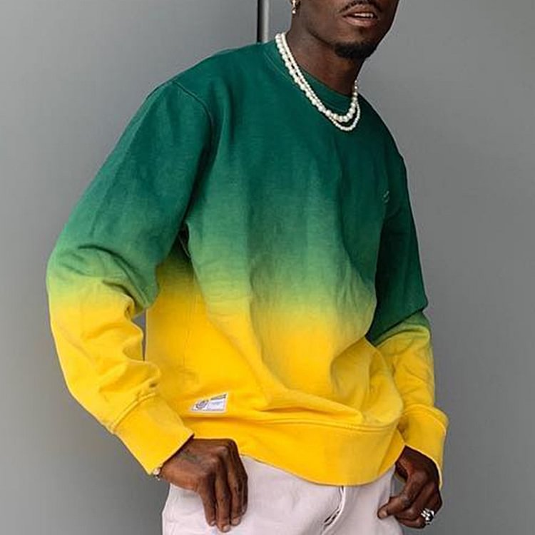 Men's Gradient Colorblock Loose Crewneck Sweatshirt