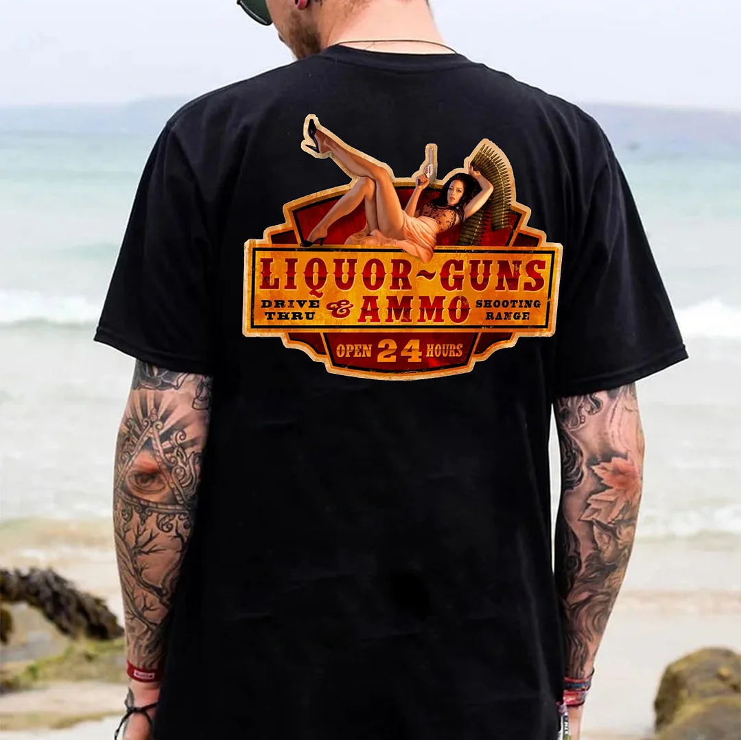 LIQUOR GUNS AMMO Sexy Lady Print Men's T-shirt