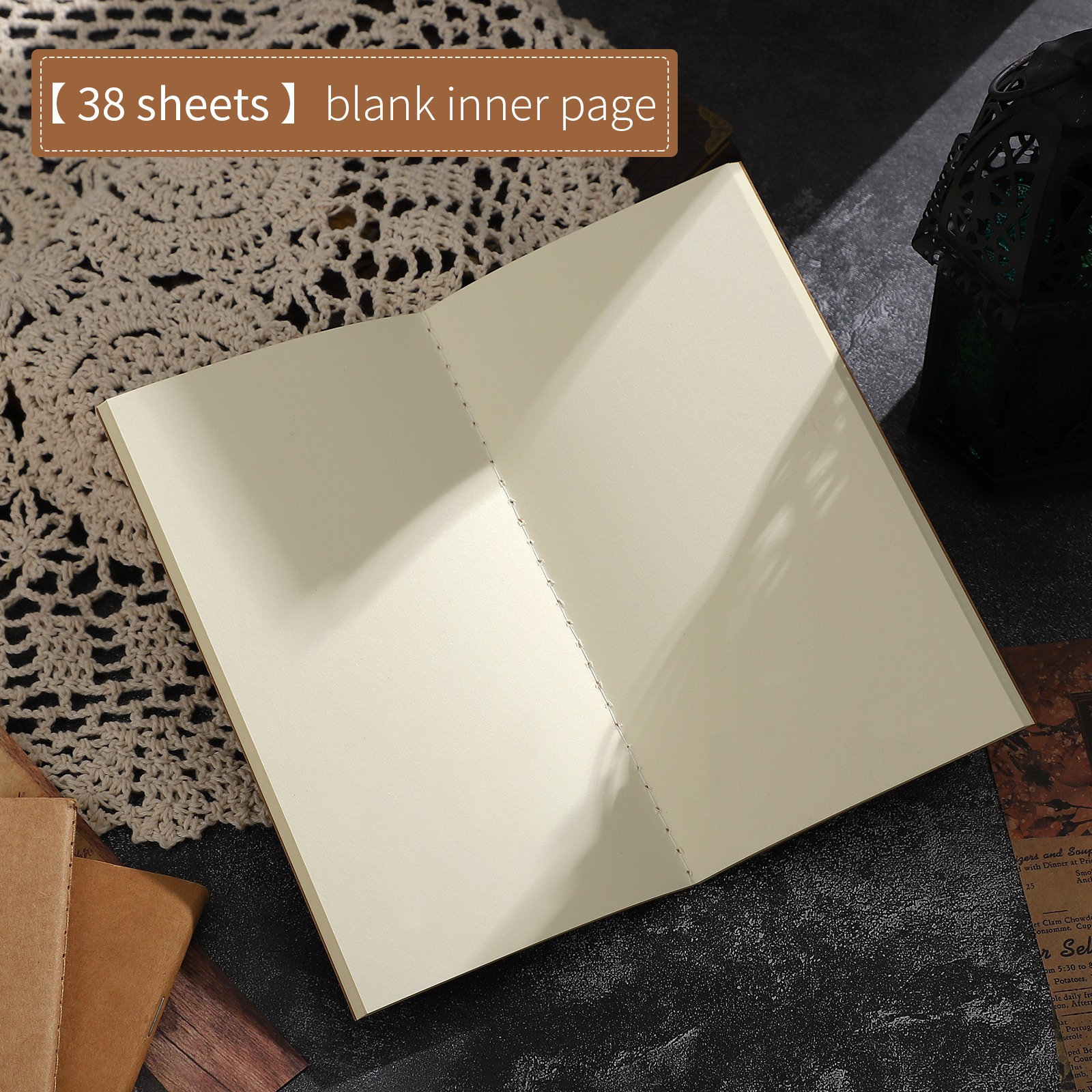 JOURNALSAY 76 Sheets PU Leather Notebook TN Retro journal note pad