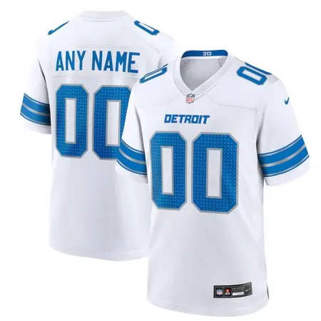 Mens Detroit Lions  Road Game Custom White Jersey