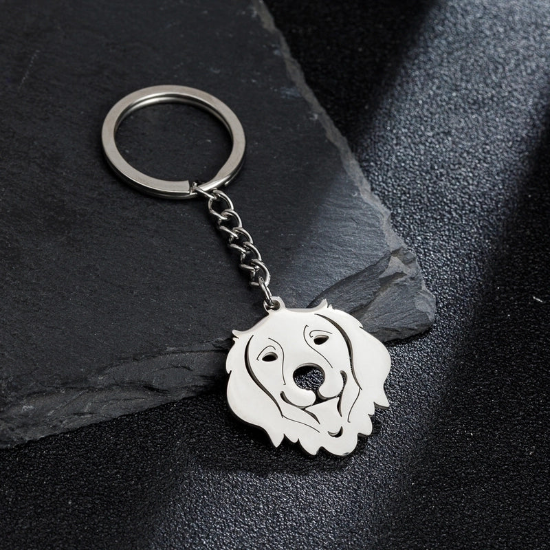 Japanese Style Sweet Artistic Animal Dog Stainless Steel Polishing Bag Pendant Keychain