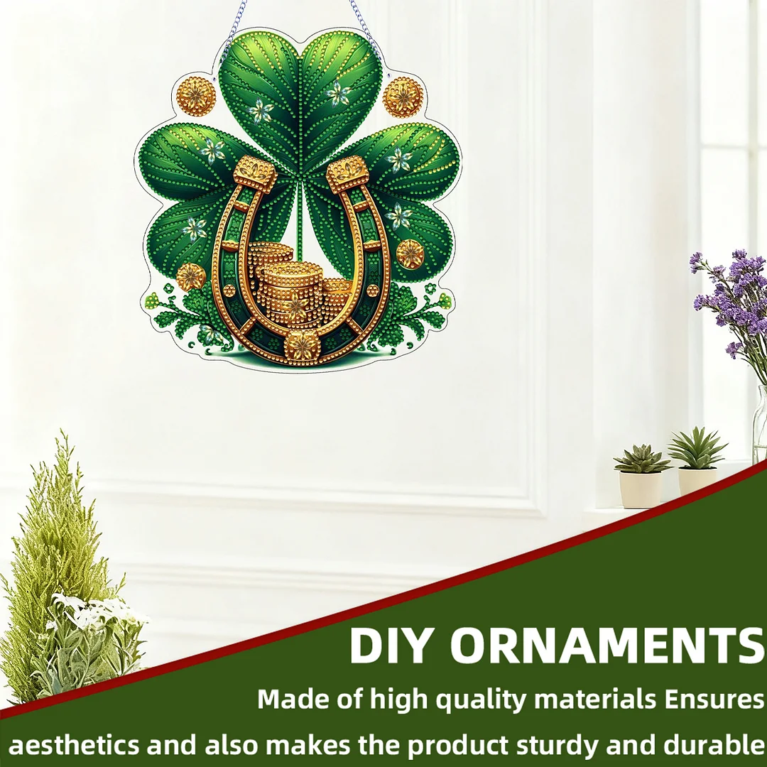 St. Patrick s Day 3 DIY 2D Flat Acrylic Diamond Painting Dots Pendant for Adults