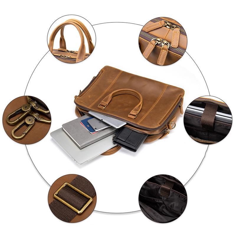 Classic Business Leather Large-Capacity Soft And Comfortable Handbag Waterproof Multifunctional Crossbody Bag