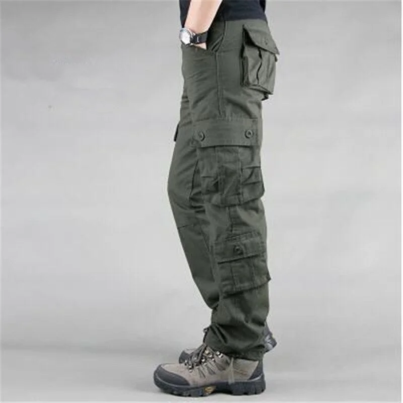 Aonga Fashion Military Style Men's Cargo Pants Casual Multi Pockets Tactical Military Pants Spring Cotton Army Trousers Men 8 Pockets aonga