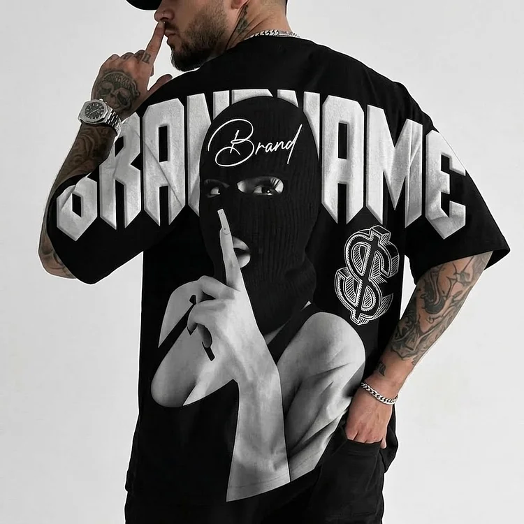 Oversize 100% Cotton Vintage Foam-Print T-Shirt