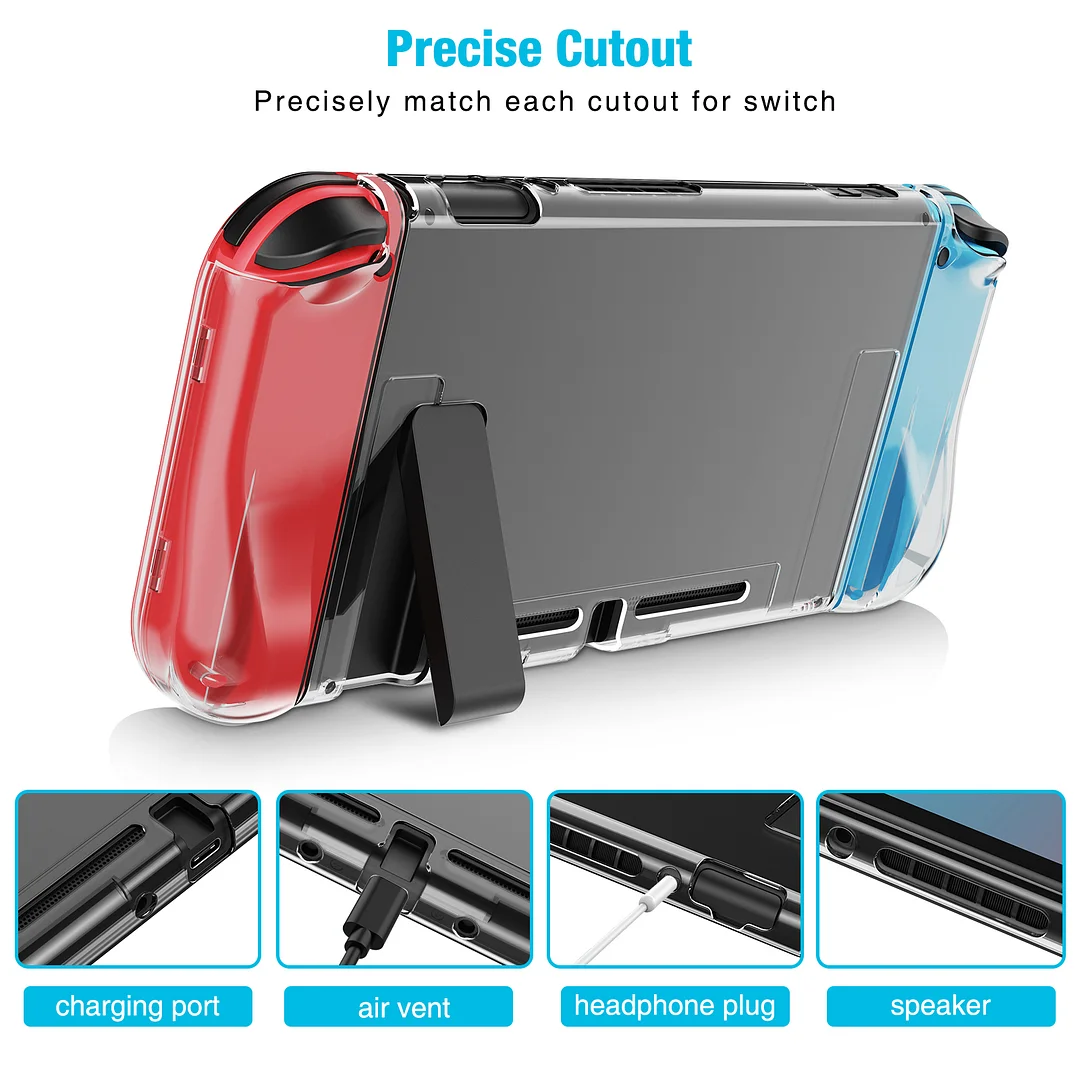 DinoFire Switch Protective Case & Tempered Glass Screen Protectors for Nintendo Switch , Crystal Clear Case for Switch