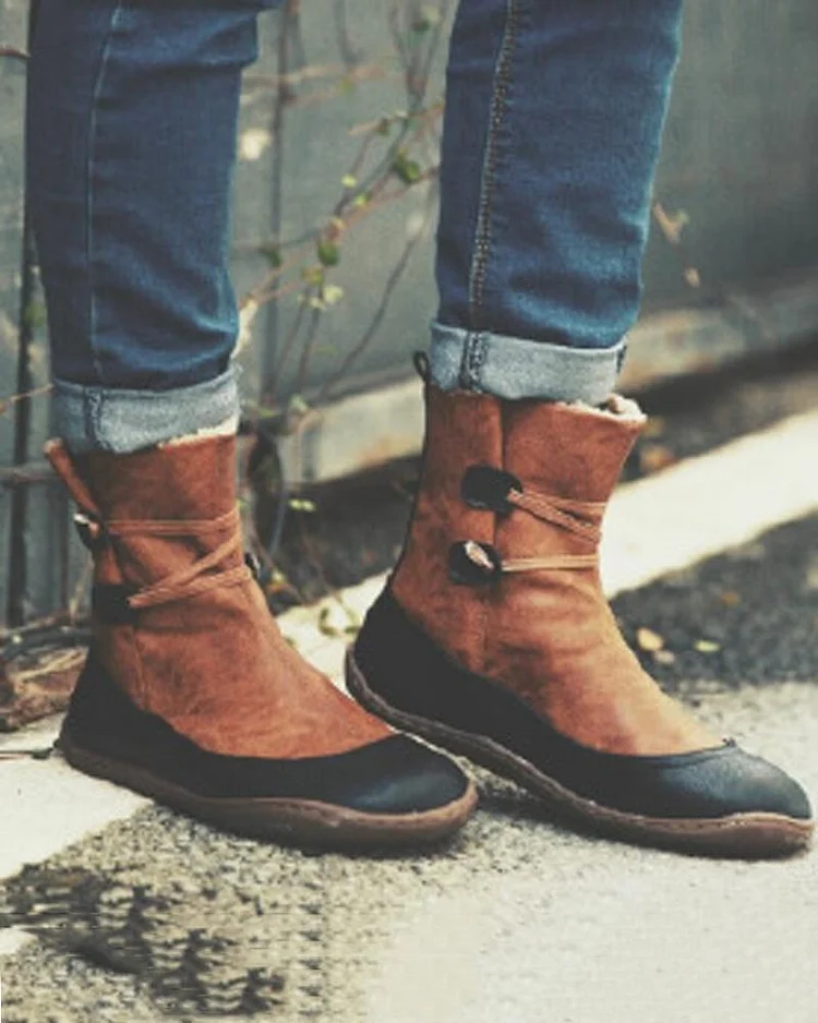 Women's Shoes Color Matching Fashion Boots