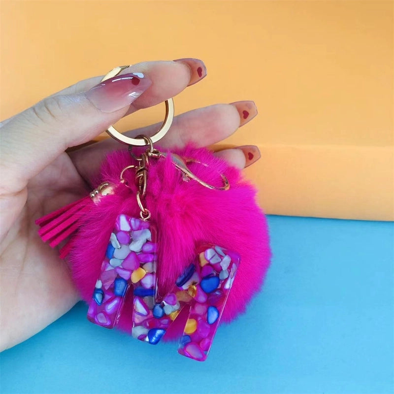 Minimalist Commute Letter Hairball Resin Unisex Bag Pendant Keychain