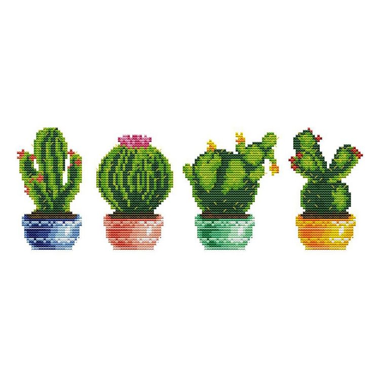 Joy Sunday - Plants - 14CT 2 Strands Threads Printed Cross Stitch Kit - 34x16cm(Canvas)