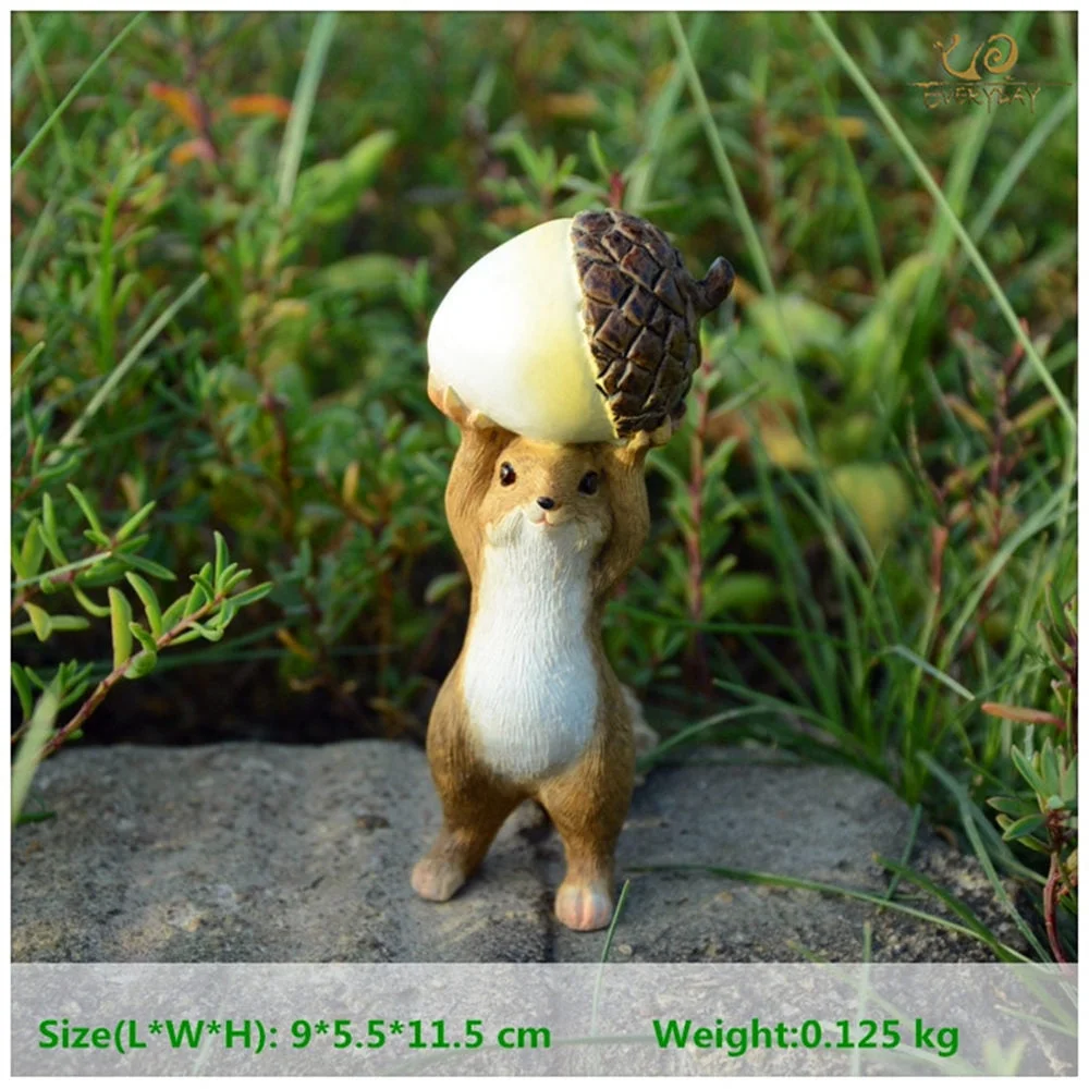 Everyday Collection Squirrel Animal Figurine Miniatures Fairy Garden Ornaments Home Decoration Friends Gift Bonsai Decor