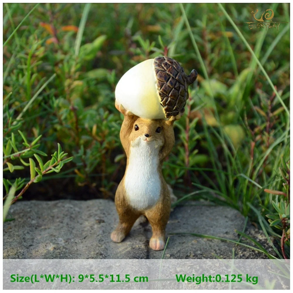 Everyday Collection Squirrel Animal Figurine  Miniatures Fairy Garden Ornaments Home Decoration Friends Gift Bonsai Decor