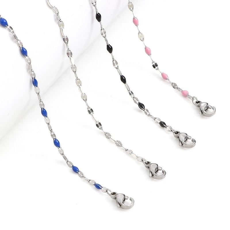Sweet Color Block Titanium Steel Enamel Necklace