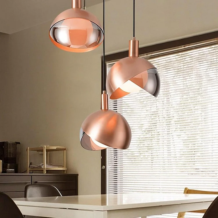 Semi Globe Metal Glass Pendant Light Shade Dual Colored Pendant Lighting - Appledas