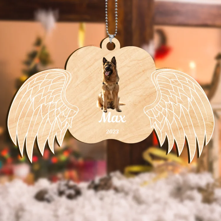 Kettenmachen Holz Andenken Weihnachtsornament-Personalisiertes Foto & Name & Texr Flüge Gedenk Ornament