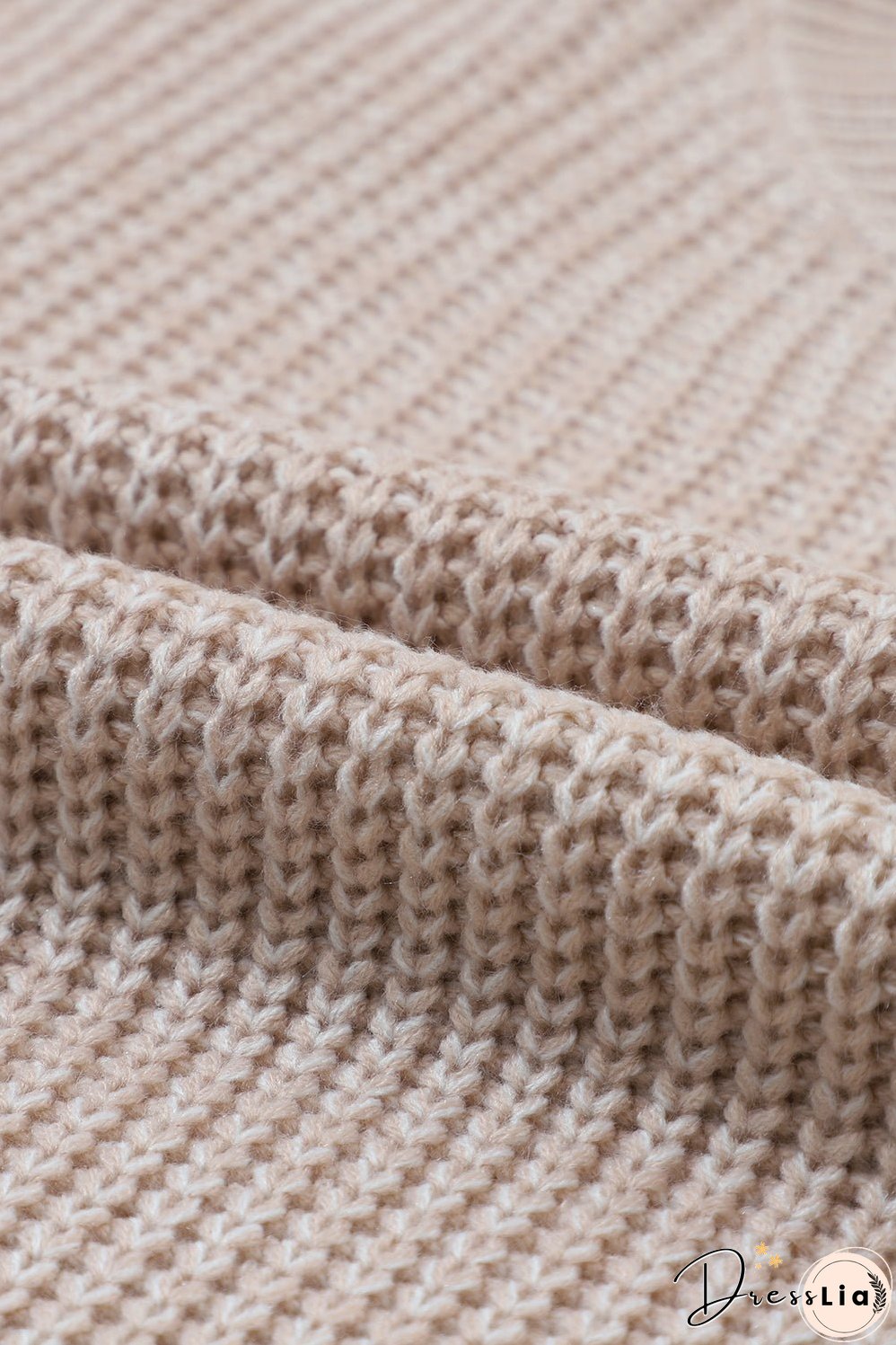Cable-Knit Round Neck Dropped Shoulder Sweater