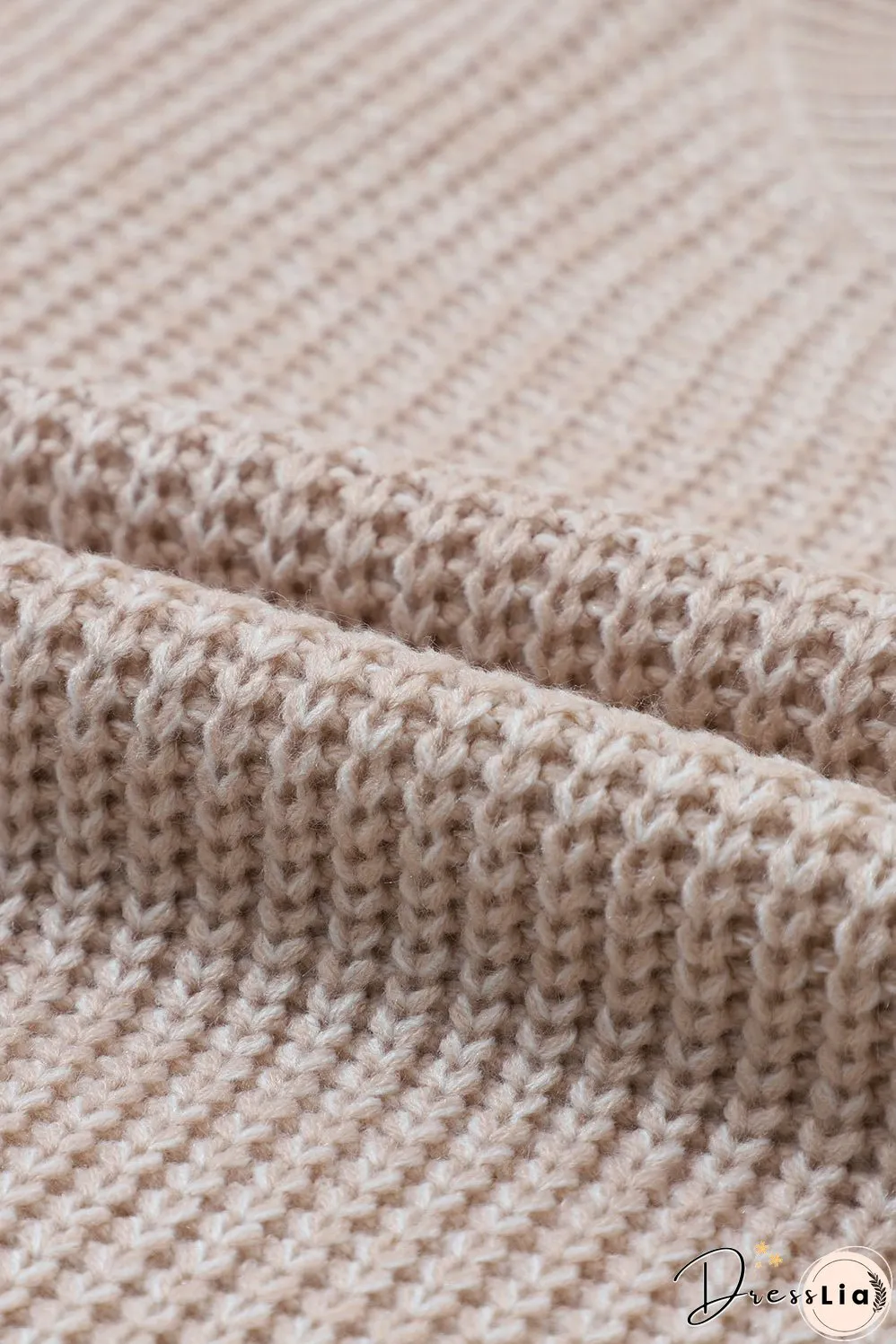 Cable-Knit Round Neck Dropped Shoulder Sweater