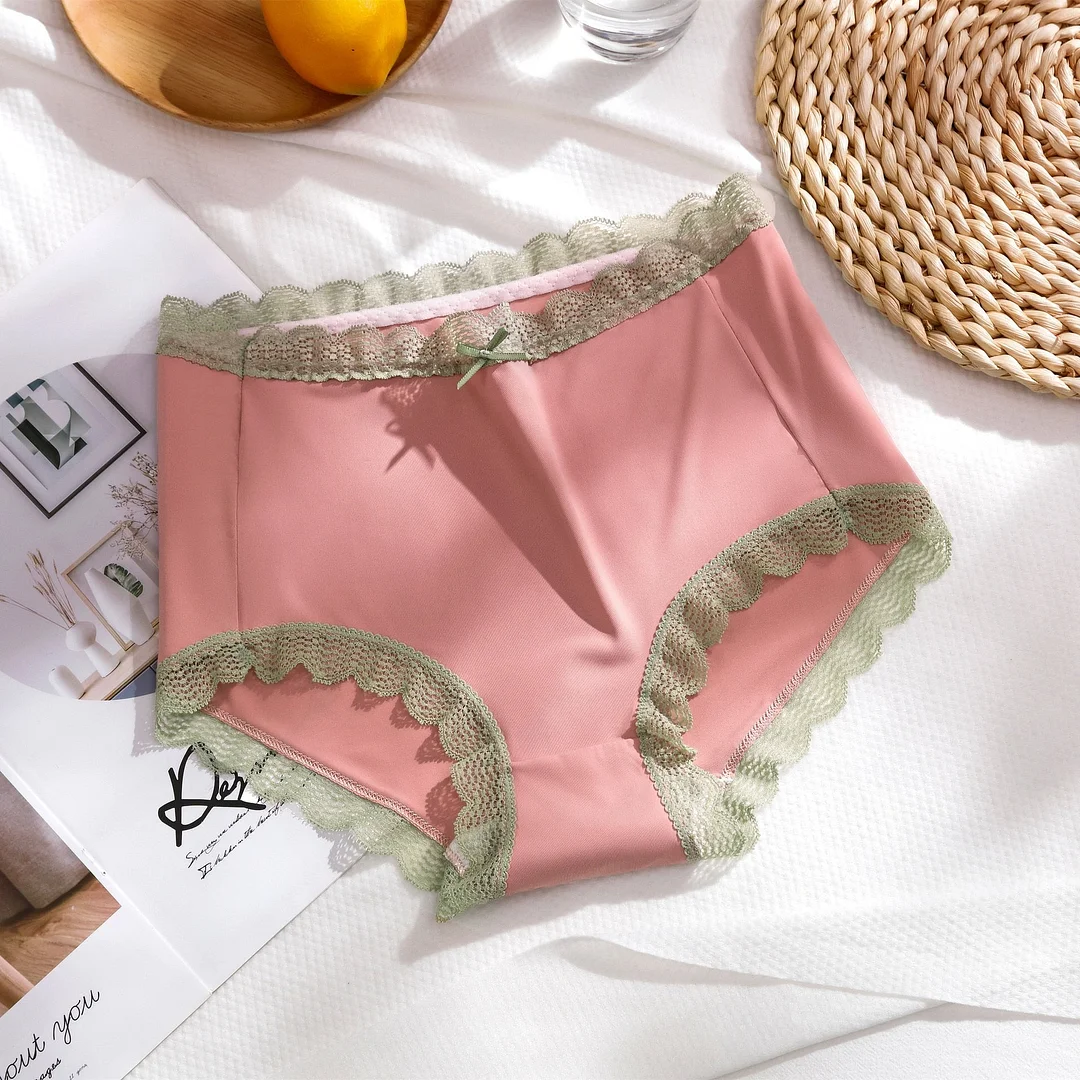 New women's Ice Silk Panties Sexy Lace Panties Plus Size Fashion Comfort Briefs High Waist Seamless Underpants Female Lingerie