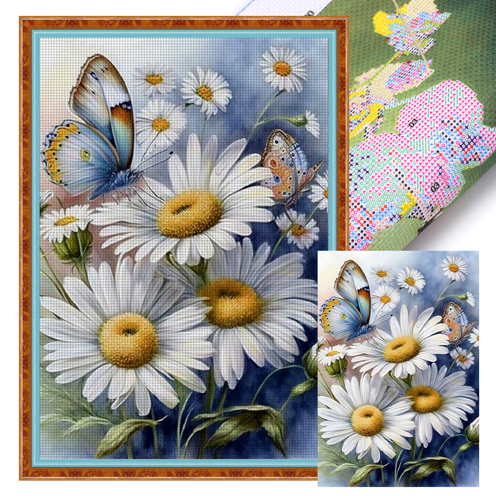 Blue Butterfly 11CT(40*60CM) Stamped Cross Stitch