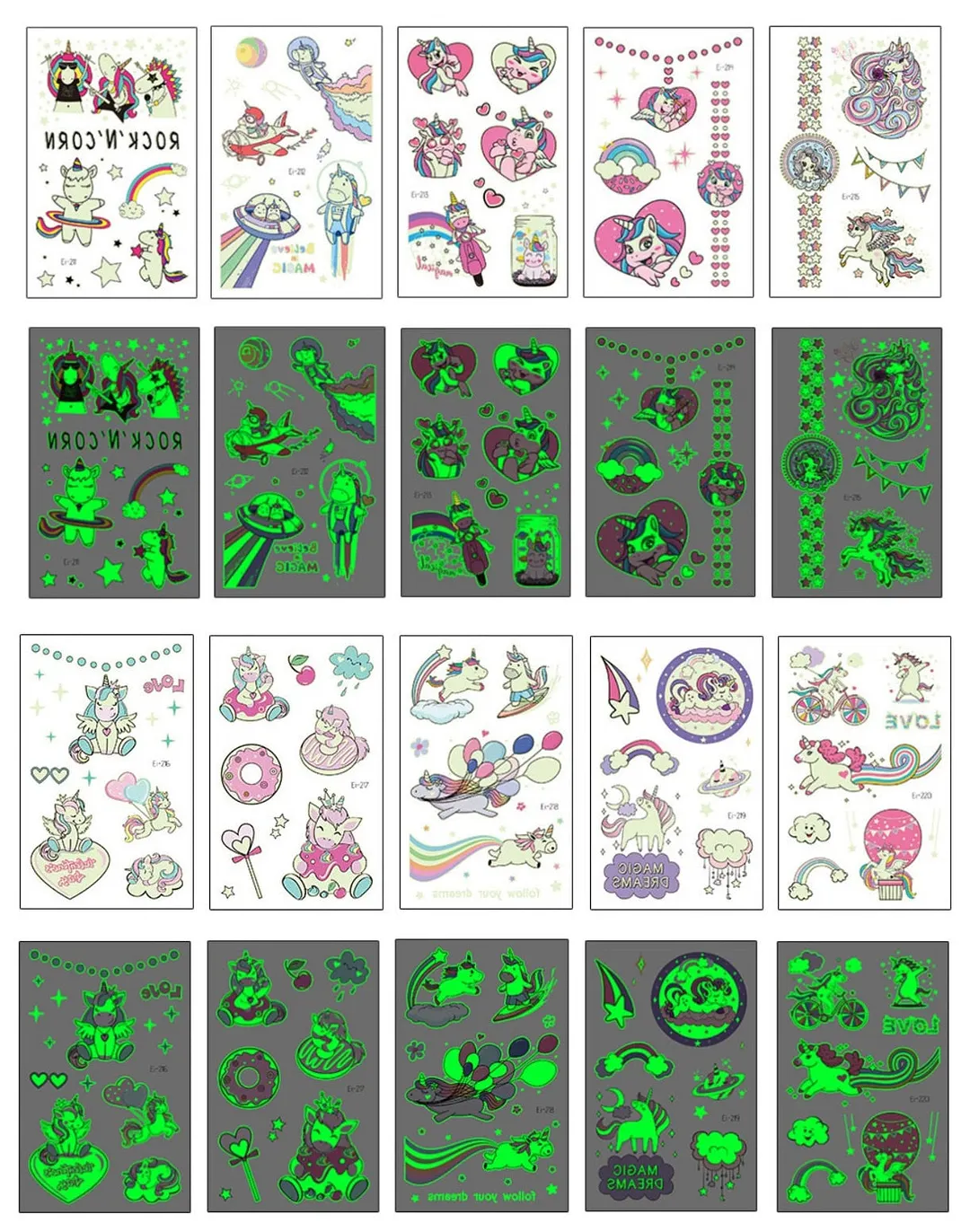 10-20pcs/set Colorful Halloween Skull Head Temporary Tattoo Sticker Child Adult Body Art Water Transfer Fake Tattoo for Face