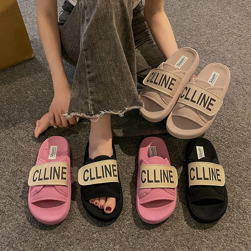 Yyvonne Casual Word Lazy Slippers Women 2025 New Fashion Thick-Soled Magic Stick Sandals Wearing High-End Feel