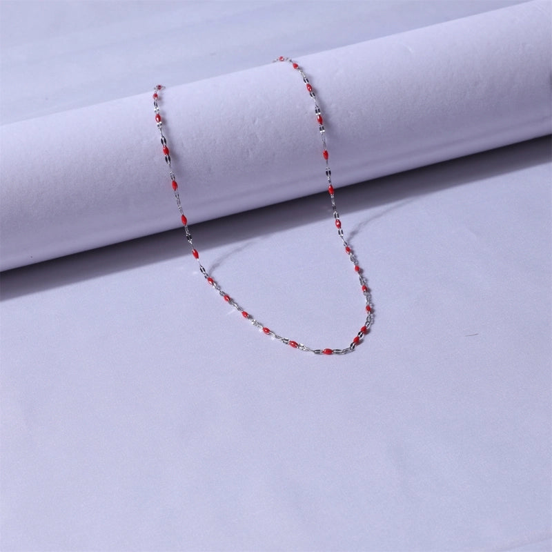 Sweet Color Block Titanium Steel Enamel Necklace