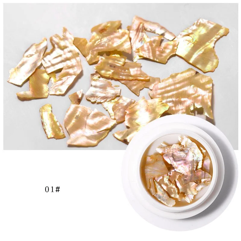 1 Jar Colorful 3D Irregular Natural Sea Shell Fragments Texture Nail Art Sequins Decal Slice DIY Tips